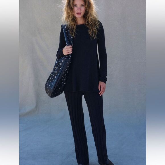 Free People Free-EST Miranda Sweater Pants Set in Black-NWOT - Picture 1 of 9